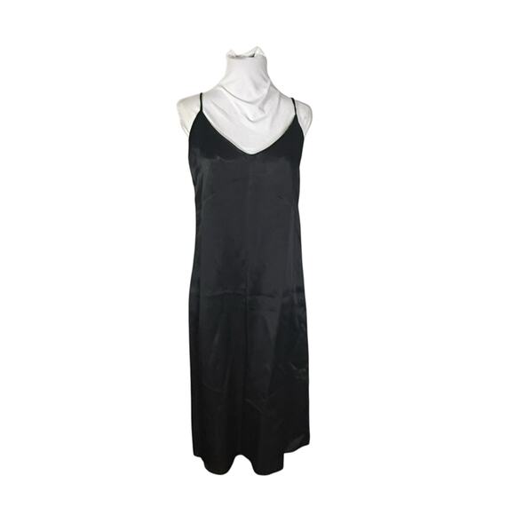 Vintage 90s Diamond's Run by Wayne Diamond  Black Satin Dress M - Picture 4 of 7